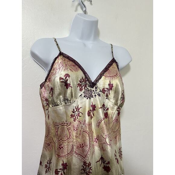 Xhilaration Y2K Satin Babydoll Lace Trim Sequin Tank Size L Floral Fairycore - Picture 4 of 9